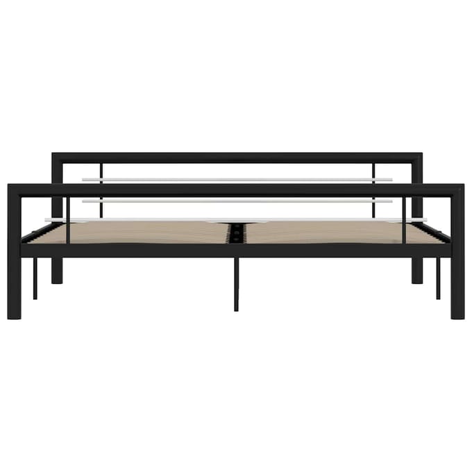 vidaXL - Bedframe - metaal - zwart - en - wit - 180x200 - cm