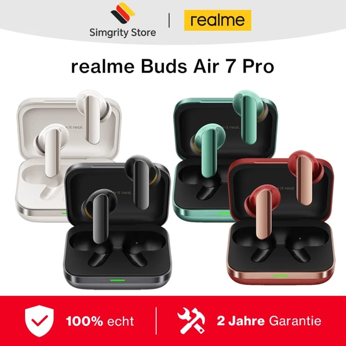 Wereldwijde versie realme Buds Air 7 Pro-oortelefoon 53 dB realtime ruisonderdrukking 11+6 mm dubbele DAC-driver Al Live Translator