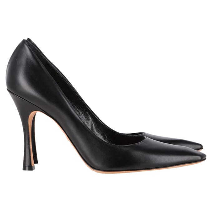 Christian Dior Vierkante Neus Pumps in Zwart Leer
