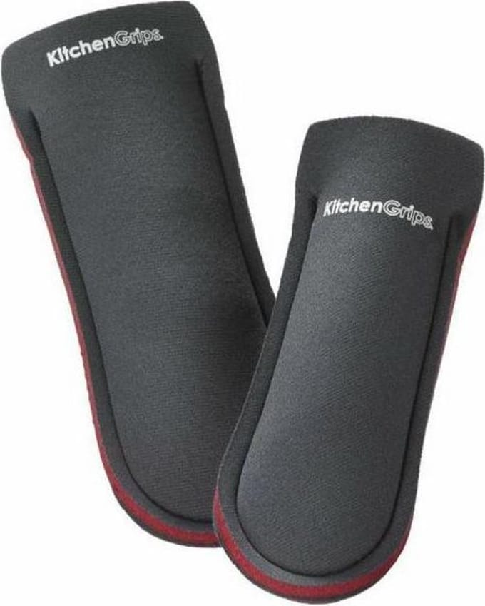 KitchenGrips - FLXAprene pannenlap - pannenhouder - neopreen - set 2 stuks - grijs/rood