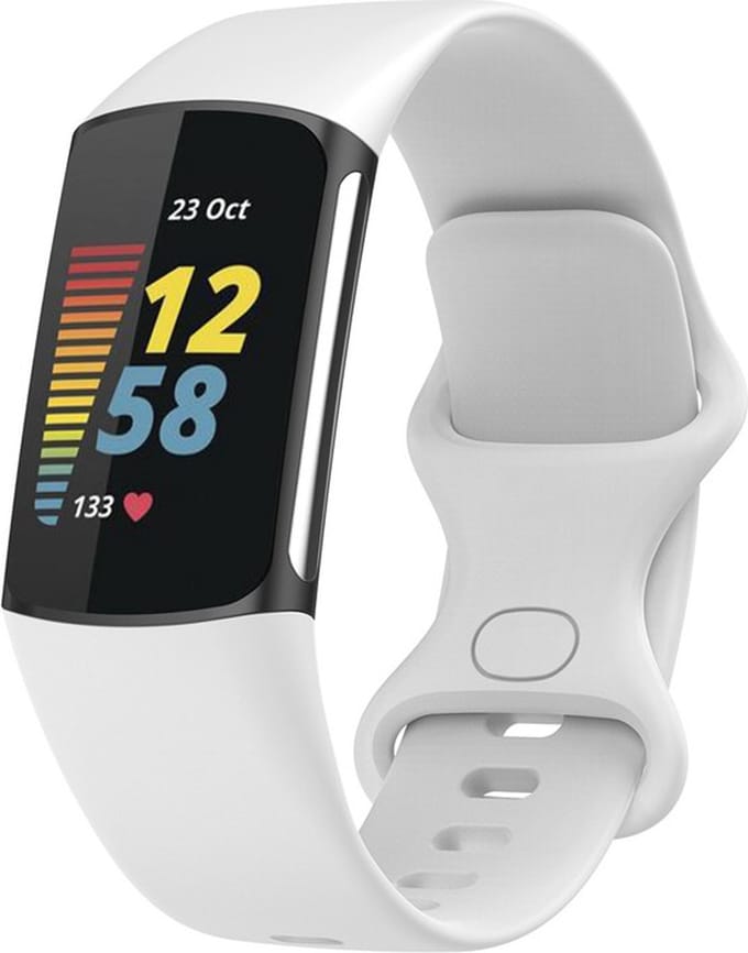 KELERINO. Siliconen bandje geschikt voor Fitbit Charge 5 - Wit - Small