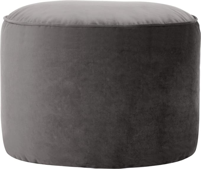 icon - Milano Poef - Ronde Zitzak Hocker - Fluweel - Houtskool