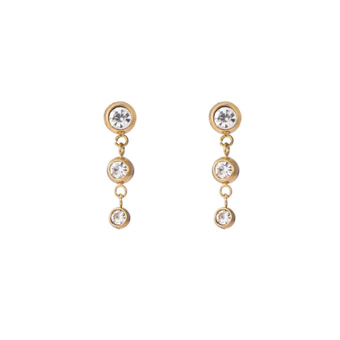 Go Dutch Label Oorknoppen 3 stenen cirkel met steen Gold E2301-2