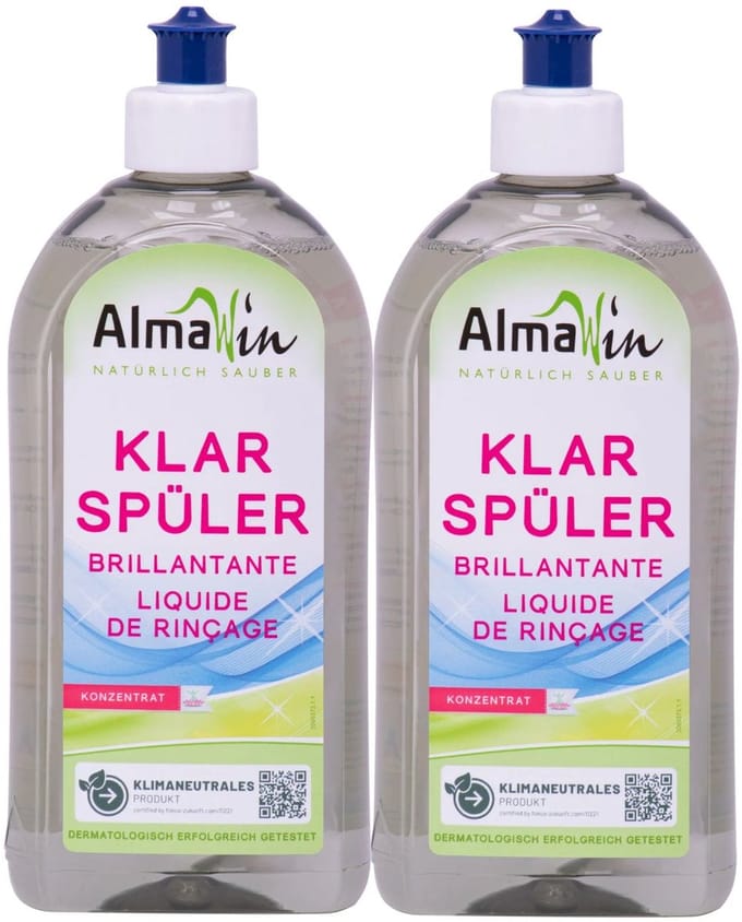 Natuurlijk vaatwasser glansspoelmiddel 2x500 ml biologische formule