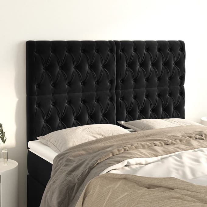 vidaXL - Hoofdbord - zwart - 160x7x118/128 - cm - fluweel