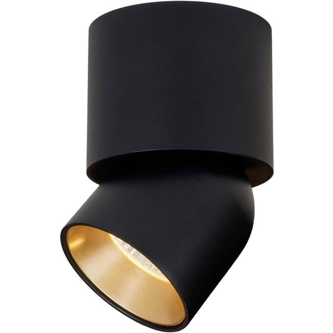 The Light Group SLC LED plafondspot CUP, zwart/goud, 930, Ø 7,5 cm, dimbaar