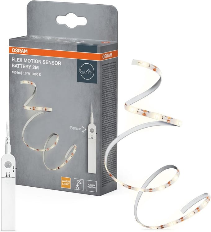 Flexibele Batterijgevoede LED Strip met Bewegingssensor, Warm Wit Licht, 2 Meter