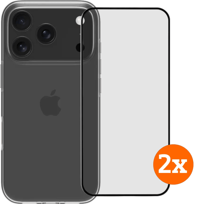 BlueBuilt Back Cover iPhone 17 Pro Transparant + Screenprotector Glas Duo Pack