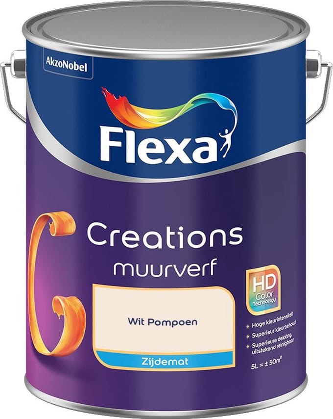 Flexa - Creations Muurverf Zijdemat - Wit Pompoen - Mengverf - 5 L