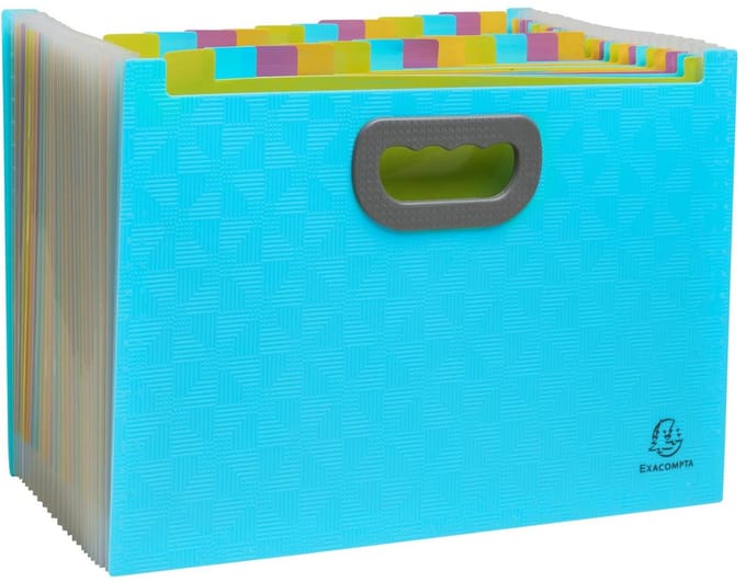 Exacompta 4x Maxi sorteermap met 24 vakken in gerecycled PP Pop'N Co - Cyaan - 55199E