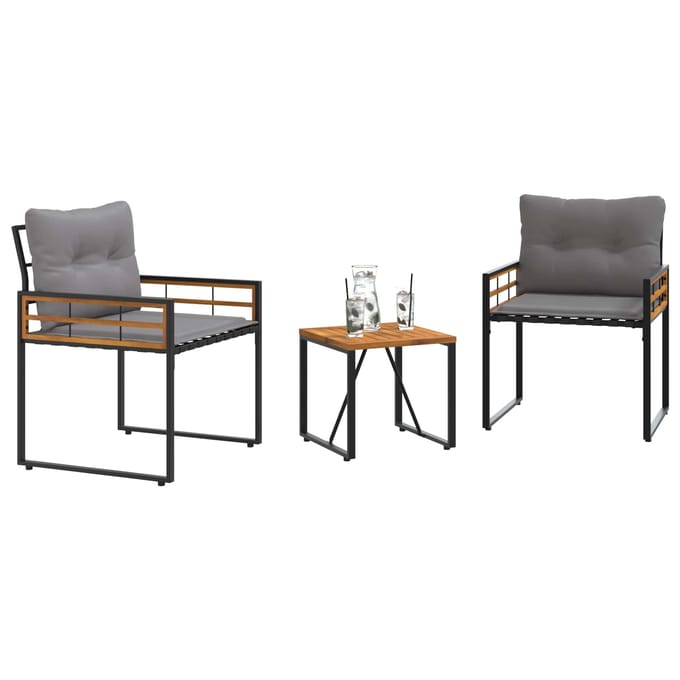 vidaXL Buitenmeubels set met kussen 3 pcs Lichtgrijs