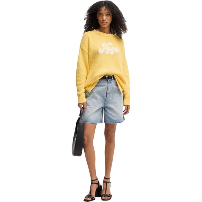 Hugo Dames/Dames Sareedi Oversized Sweatshirt met Belettering (Geel)