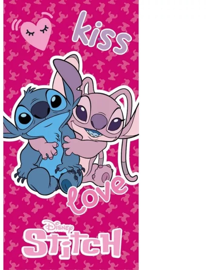 Lilo en Stitch strandlaken Kiss Love sneldrogend 70 x 140 cm - polyester