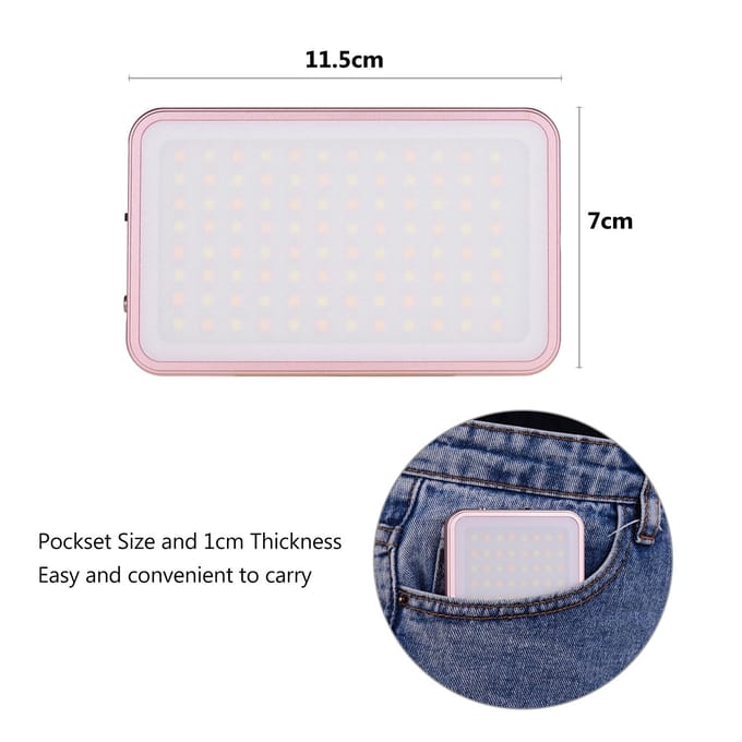 FL-08 Mini LED Videolichtpaneel Fotografie Invullicht 3000K-5500K Dimbaar Ingebouwd roze