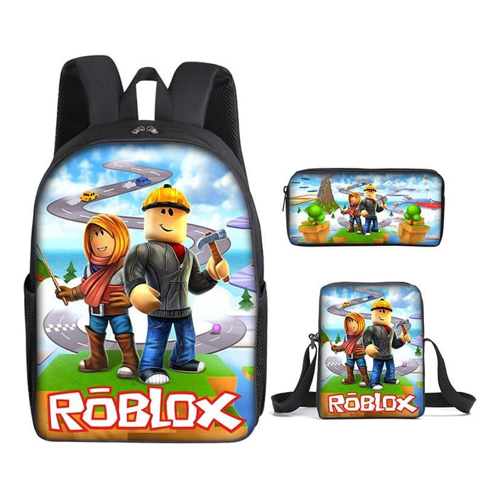 Roblox Student Schooltas Basisschool en Middelbare School Rugzak Modetrend Rugzak Drie Delig Set three-piece set (backpack + satchel + pencil case)
