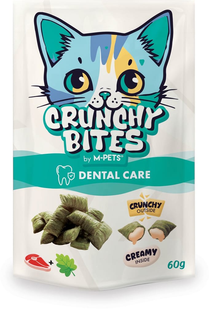 M-PETS CRUNCHY BITES kat snack met functie tandverzorging - 60 g - per 12