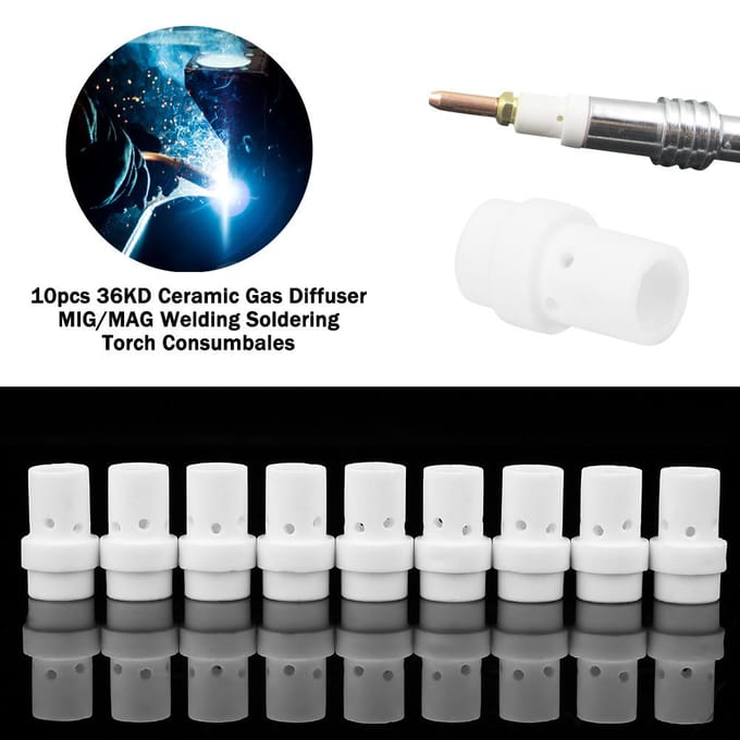 10 stuks 36KD Keramische Gasdiffusor MIGMAG Lassen Soldeerbrander Verbruiksartikelen