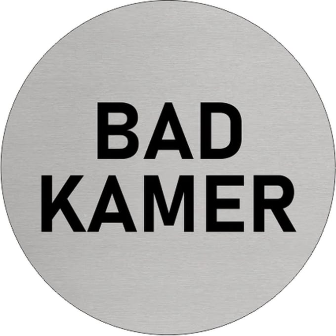 CombiCraft Aluminium deurbordje 'Badkamer' Ø75 mm met 3M-tape