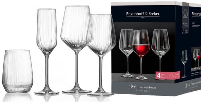 Ritzenhoff & Breker - Wittewijnglazen 'Jive' - 370 ml - set 4 stuks