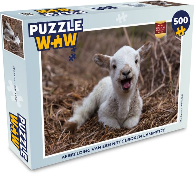 Puzzel Afbeelding van een net geboren lammetje - Legpuzzel - Puzzel 500 stukjes