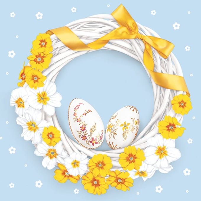 Lunch servetten Easter Wreath - Daisy - 33x33 cm
