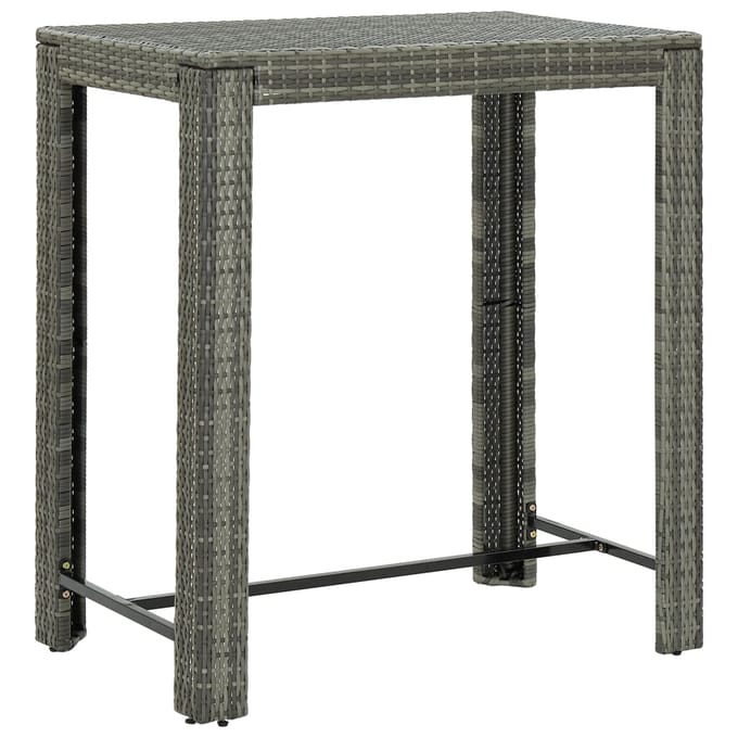 vidaXL - Tuinbartafel - 100x60,5x110,5 - cm - poly - rattan - grijs