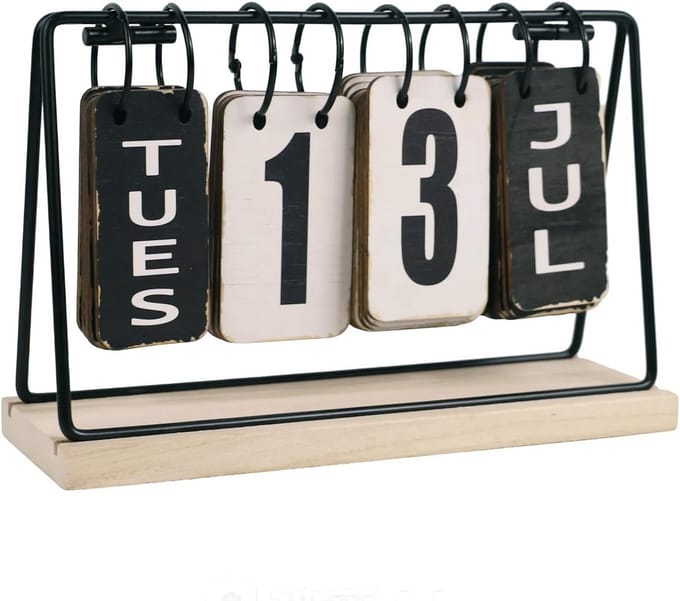 Eeuwigdurende Bureaukalender Met Houten Basis - Decoratieve Flip Kalender