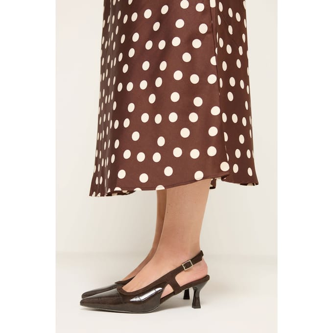 Yours Chocoladebruine Slingbackhakken Met Krokodillenprint In Brede Epasvormsize 40EEE