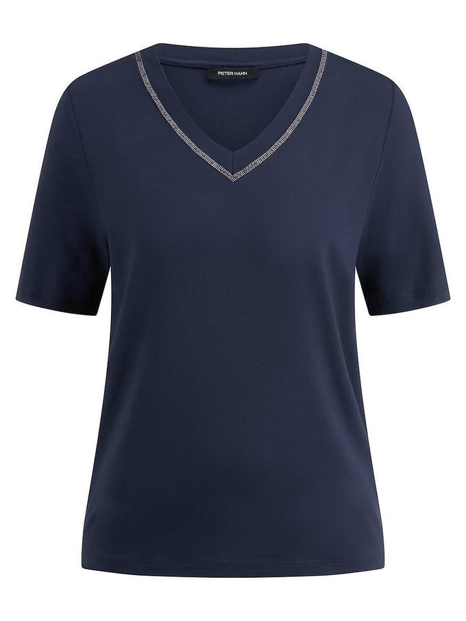 Shirt V-hals Van Peter Hahn blauw