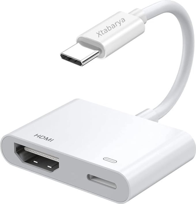 USB C naar HDMI-adapter, type C naar HDMI-adapter, 4K HD video en audio sync Geschikt voor iPhone 15 /iPad Pro, Samsung Galaxy MacBook, Huawei