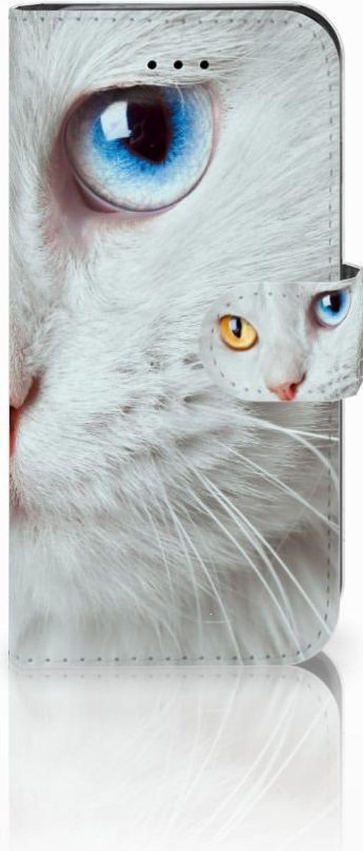 Book Case voor iPhone 7 | 8 | SE (2020) | SE (2022) Telefoonhoesje met Pasjes Witte Kat