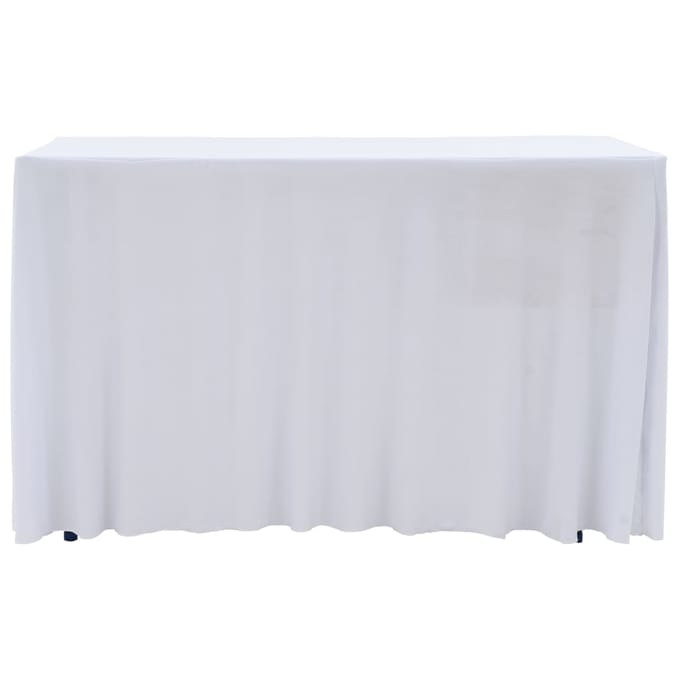 vidaXL - 2 - st - Tafelhoezen - stretch - met - rok - 243x76x74 - cm - wit