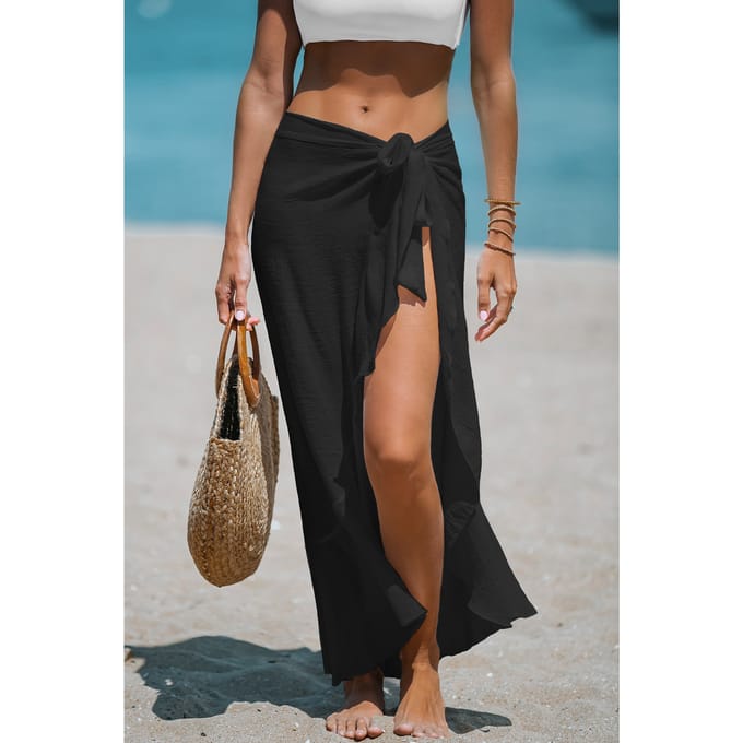 Zwarte midi-sarong met zijband
