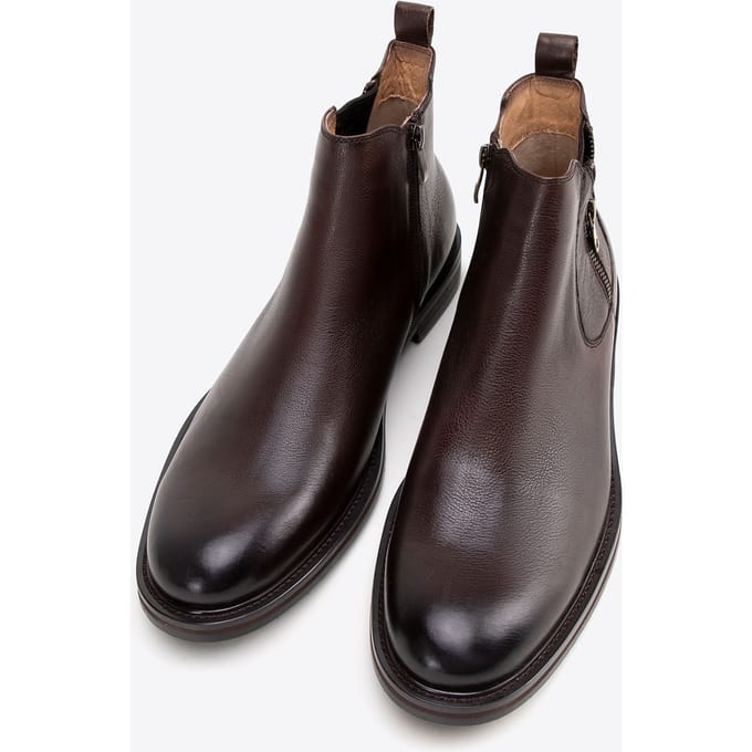 Wittchen Heren Leren Chelsea Boots met een instapzool, Donkerbruin
