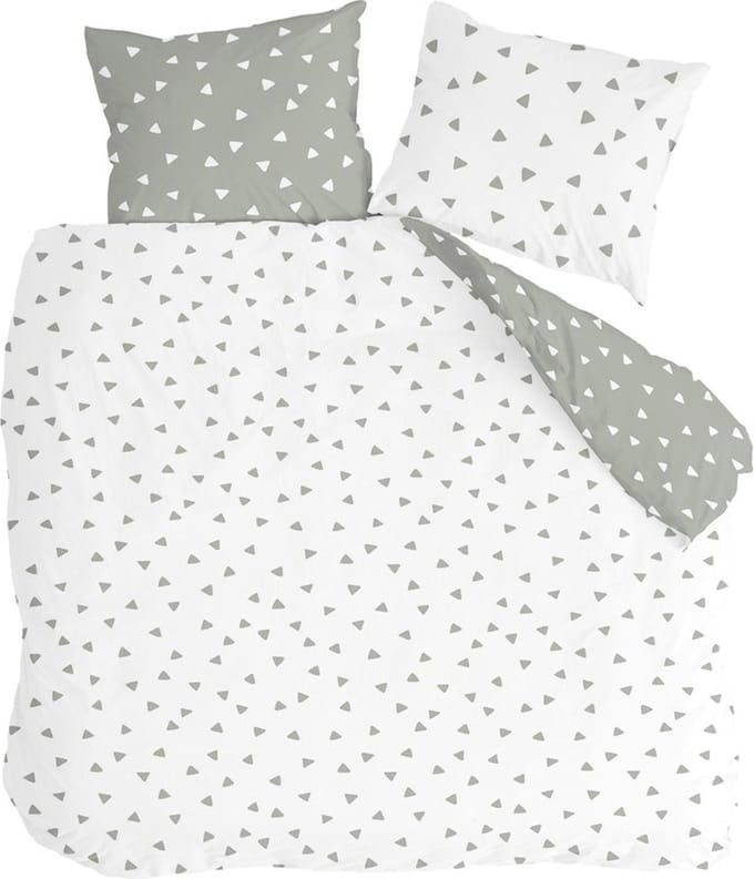 Customer Label Byrklund Dekbedovertrek Just Triangles - 240x220 - 100% Katoen - Wit / Grijs