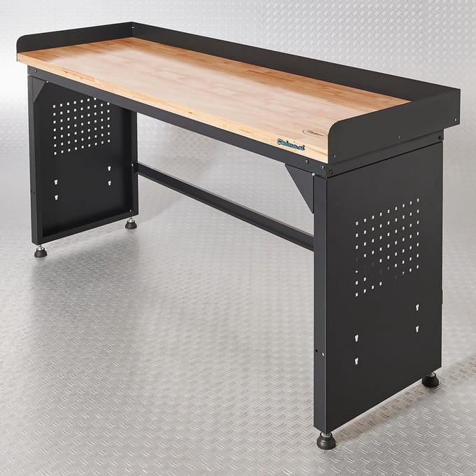 Datona® Werkbank PRO - eiken werkblad - 200 cm - Zwart