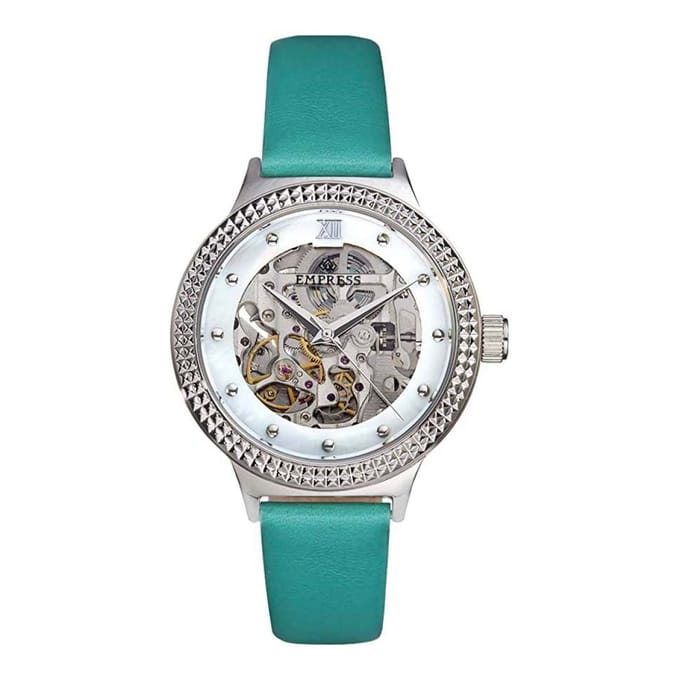 Keizerin Alice Automatisch MOP-horloge met skelet wijzerplaat en lederen band