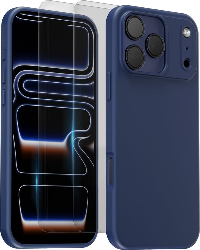 Hoesje geschikt voor iPhone 17 Pro Max/18 Pro Max Blauw - 2x screenprotector - beschermglas screen protector - Anti Shock hoesje case