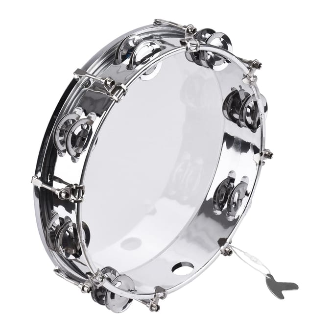 Tamboerijn Handbel Handtrommel met percussie-instrument met dubbele rij jingles 10-inch