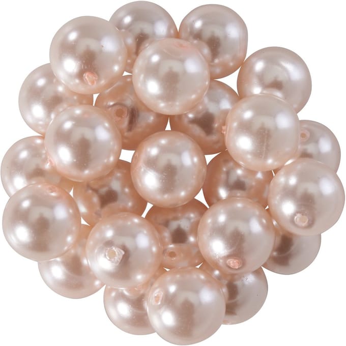 Glazen waskralen, Ø 8mm, 25st., goudgeel (lichtoranje) - Lichtroze