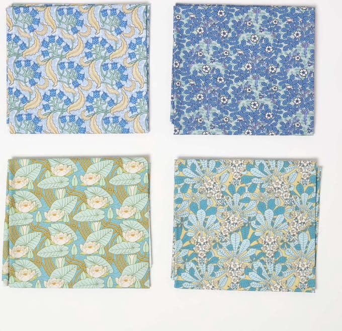 Homescapes Patchworkstoffe Maurice Pillard Verneuil Art III – 4er-Set Fat Quarter, 100% Baumwolle