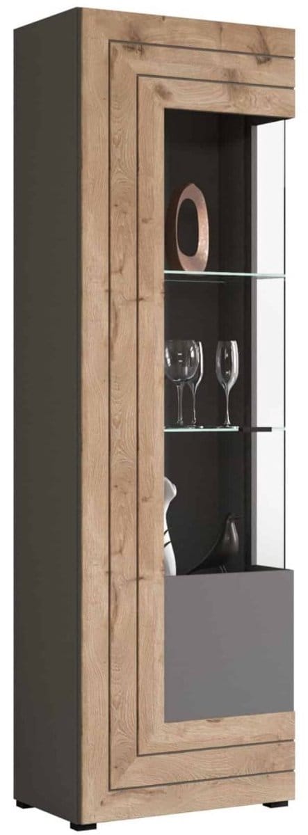 Freno vitrinekast inclusief verlichting grijs Nox Eiken NB - 37x60x194cm