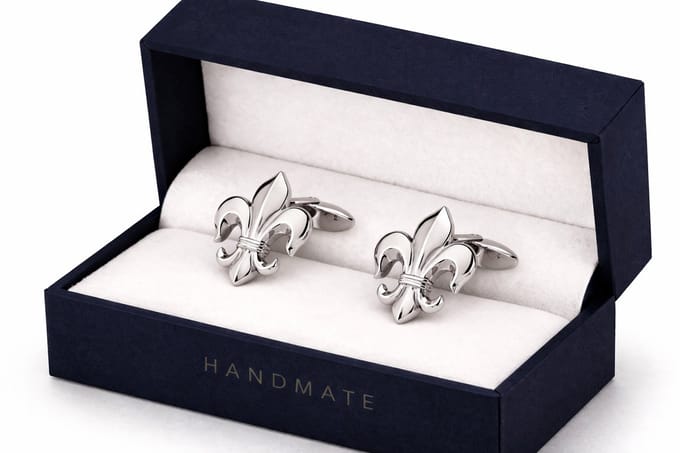 Manchetknopen Franse Lelie - Verguld Manchetknopen Fleur de Lis - Luxe Cufflinks - Zilver