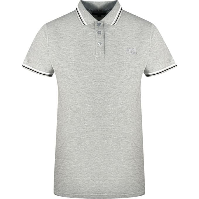 Cavalli Class Dubbel Tipped Kraag Grijze Polo Shirt