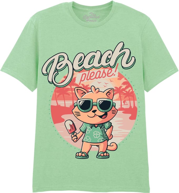 Beach Please - Cat The Coloured House T-shirt S