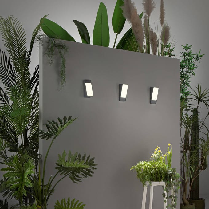 INTEC LED buiten wandlamp Coupe, antraciet, hoogte 20 cm, metaal