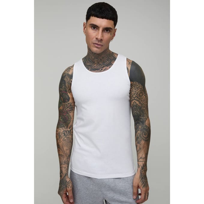 Tall Essential Muscle Fit Vest | White | Size Small