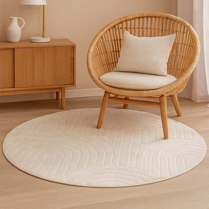 Milton & Oldbrook Rond Vloerkleed Ø 120 cm Rumia Wit