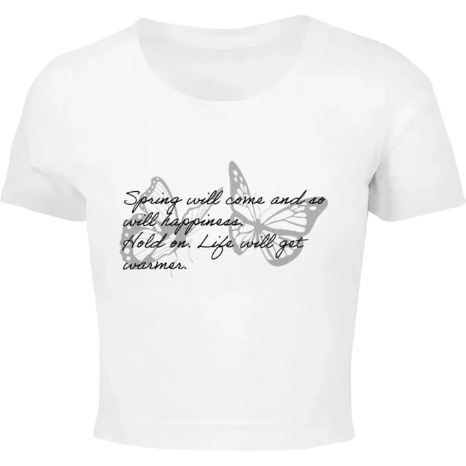 T-shirt dames Merchcode Spring Saying Cropped