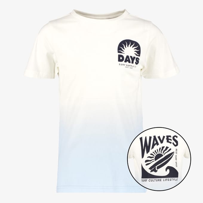 Unsigned jongens T-shirt met backprint wit blauw - Maat 170